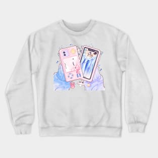 (No background) Girl holding cute phone cases! Crewneck Sweatshirt